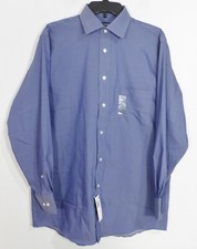 Chaps Mens Blue Regular Fit Comfort Stretch Dress Shirt Size 15 32/33 M PB1315