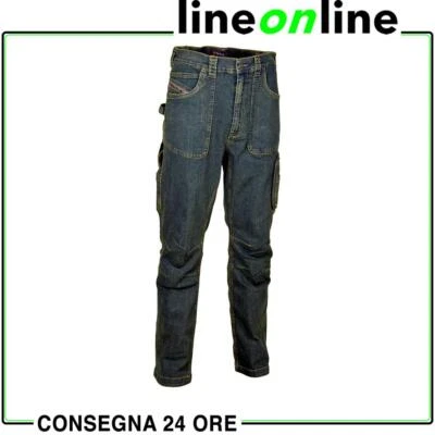 Pantaloni jeans da lavoro elasticizzati Cofra Barcelona multitasche in denim