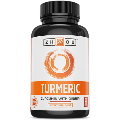 Zhou Turmeric Curcumin and Ginger 1800 mg | 30 Servings, 90 Veggie Caps