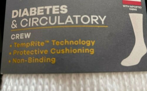 MENS DR. SCHOLLS DIABETES CIRCULATORY TempRITE WHITE CREW SOCKS 7-12 TWO PAIR - Picture 3 of 13
