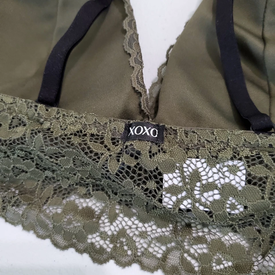 Sujetador XOXO Mujer Mediano Oliva Bralette Longline Pullover Triángulo Ajustable Foto 4 de 4