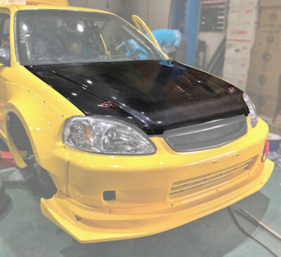 For Honda Civic EK 1996-2000 Carbon Fiber Vented Front Engine Hood