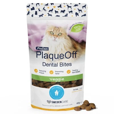 ProDen PlaqueOff Dental Bites for Cats Veggie Removes Plaque Tartar & Bad Breath