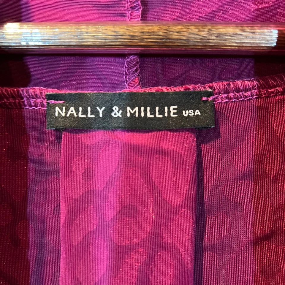 Cárdigan para mujer Nally & Millie S/M fucsia/púrpura frente abierto leopardo agotado Foto 3 de 4