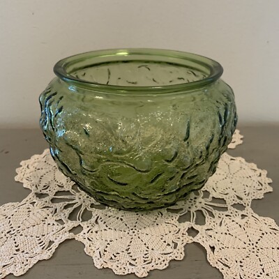 E.O. BRODY COMPANY CLEVELAND OHIO GREEN CRINKLE GLASS BOWL PLANTER # G108
