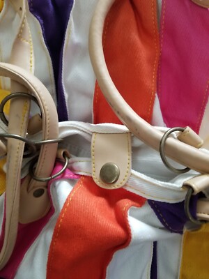 Vintage CHATEAU Fun Striped Convertible Backpack & Shoulder  display picture 1