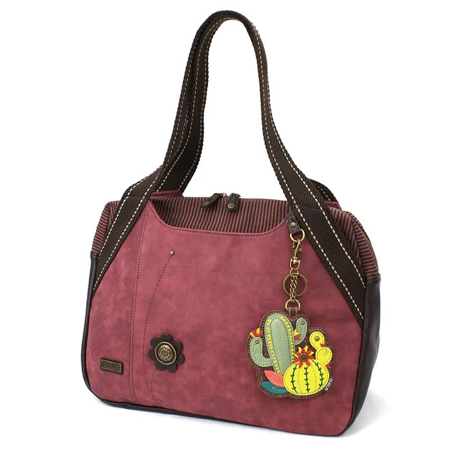 New Chala Bowling Tote Large Bag Pleather Stone Burgundy Red CACTUS Coachella eBay