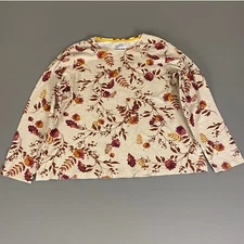 Croft & Barrow Classic Tee Shirt Women's XXL Beige Floral Print Long Sleeve