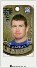 *2010 Select NRL Collectable Stars Tags Gold Tag G3 Andrew Ryan (Bulldogs)