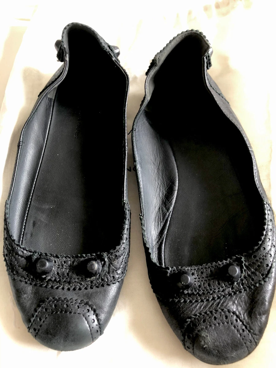 Used - BALENCIAGA Black Leather w/black Studded Ballet Flat Sz 6 | eBay