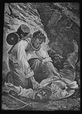 COAL MINING : ROUQUAYROLS APPARATUS C1875 VICTORIAN Magic Lantern Slide MINER