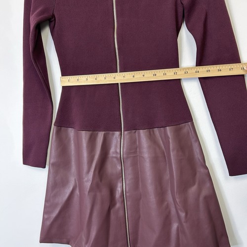 Karen Millen Zip Front Sweater Knit Dress Womens Size Small Faux Leather - Picture 7 of 11