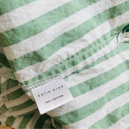 Katie Kime LARGE Retro Stripe Sophie belted shirt dress - green white - Picture 7 of 7