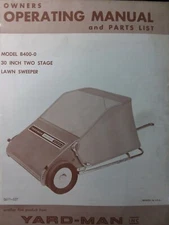 Yard-Man 8400-0 30" pull type Lawn Mower Tractor Sweeper Owner & Parts Manual
