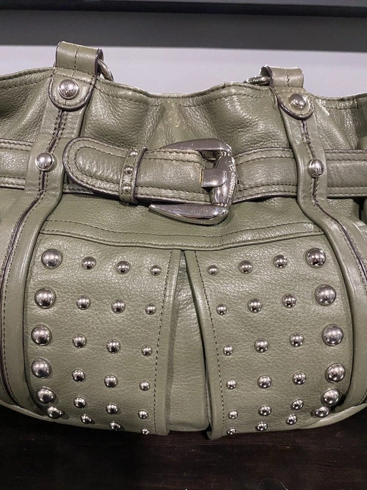 B. Makowsky оливковый зеленый с заклепками кожи и замши сумочка Дамская сумка сумка сумка - Изображение 4 из 4