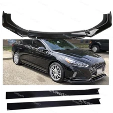 For Hyundai Sonata Front Bumper Spoiler Splitter Lip/86.6" Side Skirt Glossy