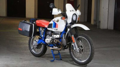 1985 BMW R80 GS Paris-Dakar Motorcycle | 24x36 inch POSTER | vintage