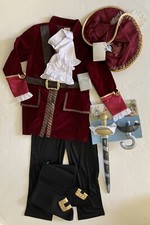 NWT Disney Store Size 7-8 Boys Captain Hook Costume with Hat  Hook  Sword Set