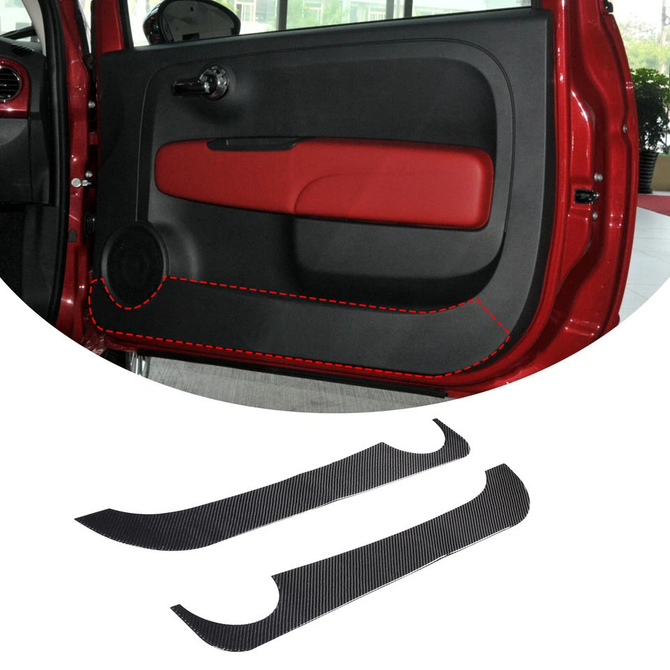 Real Carbon Fiber Car Door Bottom Anti-Kick Panel Trim For Fiat 500 2011-2019 - Image 3 of 4