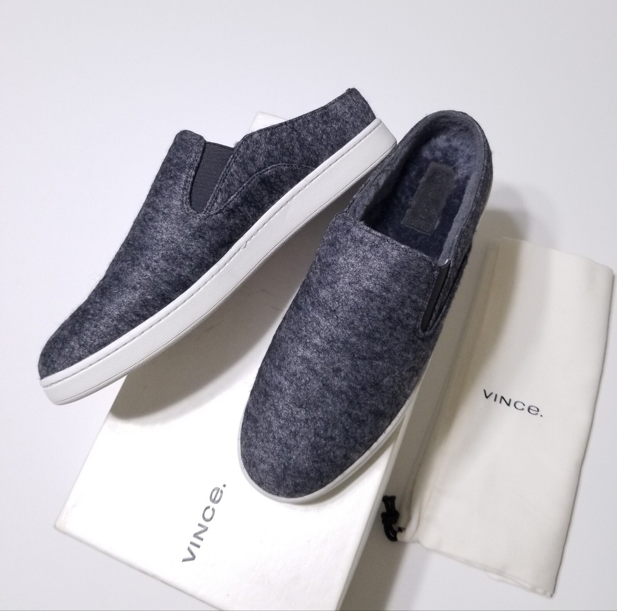 NIB Vince Shearling Lined Verrell Slide Mule Sneakers in Grey Size US $225