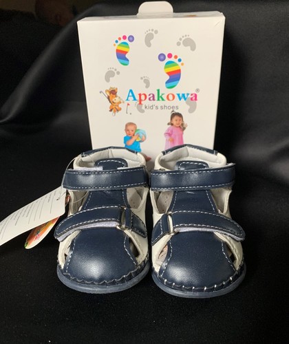 Nuevos Niños Niñas Apakowa Bebé Niño Pequeño Primer Zapatos para Caminar Talla 3 (EU 18) - Azul Marino - Imagen 3 de 7