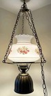Vintage Swag Hanging Lamp Milk Glass Globe Lighting Light Hurricane Style Brass — photo 2