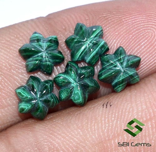 Natural Malachite Star Shape Handmade Carving 8 mm Lot 05 Pcs Loose Gemstones - Picture 3 of 7