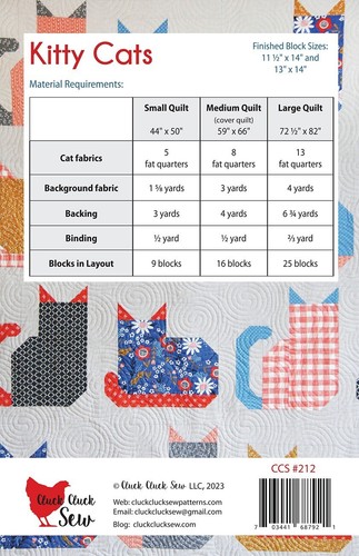 Feline Drive Fabric KITTY CATS Quilt in 3 Sizes Cluck Cluck Sew PATTERN ONLY! - Picture 4 of 9
