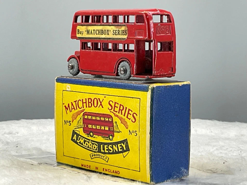 1950's Moko Matchbox#5A ônibus de Londres, N, Estado perfeito na CAIXA DE ROTEIRO Todos originais N.O.S - Imagem 2 de 4