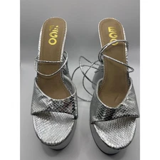 EGO Gelato Lace Up Platform Heels in Silver