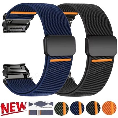 Magnetic Nylon Watch Strap Band For Garmin Fenix 8 7 7X 6 6X Pro 5 5X QuickFit
