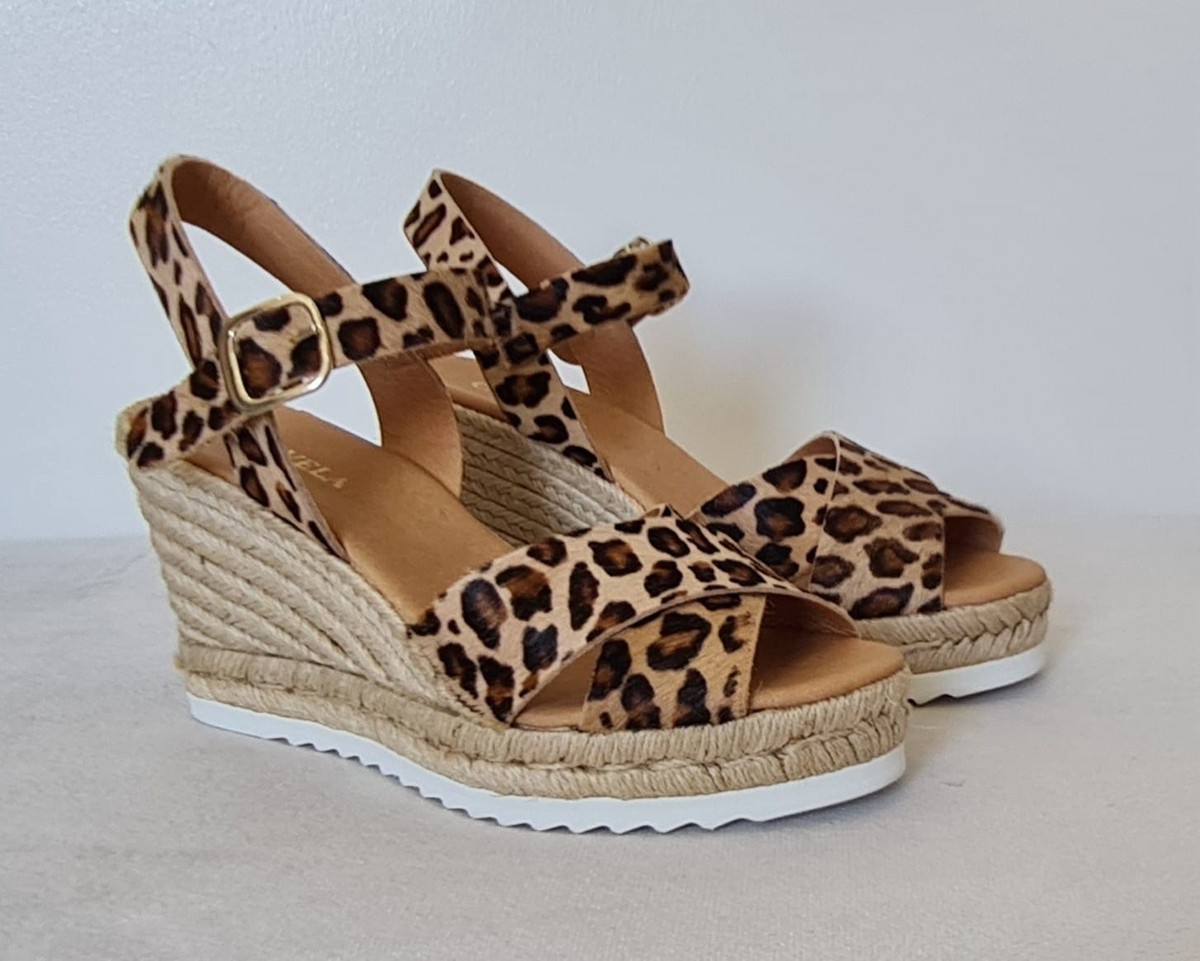 Ladies Sandals Animal Print Espadrille Wedges CARVELA Koy Womens