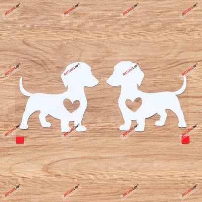 I Love My Dachshund Dog Heart Love Vinyl Decal Sticker - Pair White, 4 Inches...
