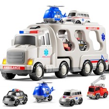 Ambulance Truck Toys Set for Toddlers 1-3 3-5 Years Old, Carrier Truck Playse...