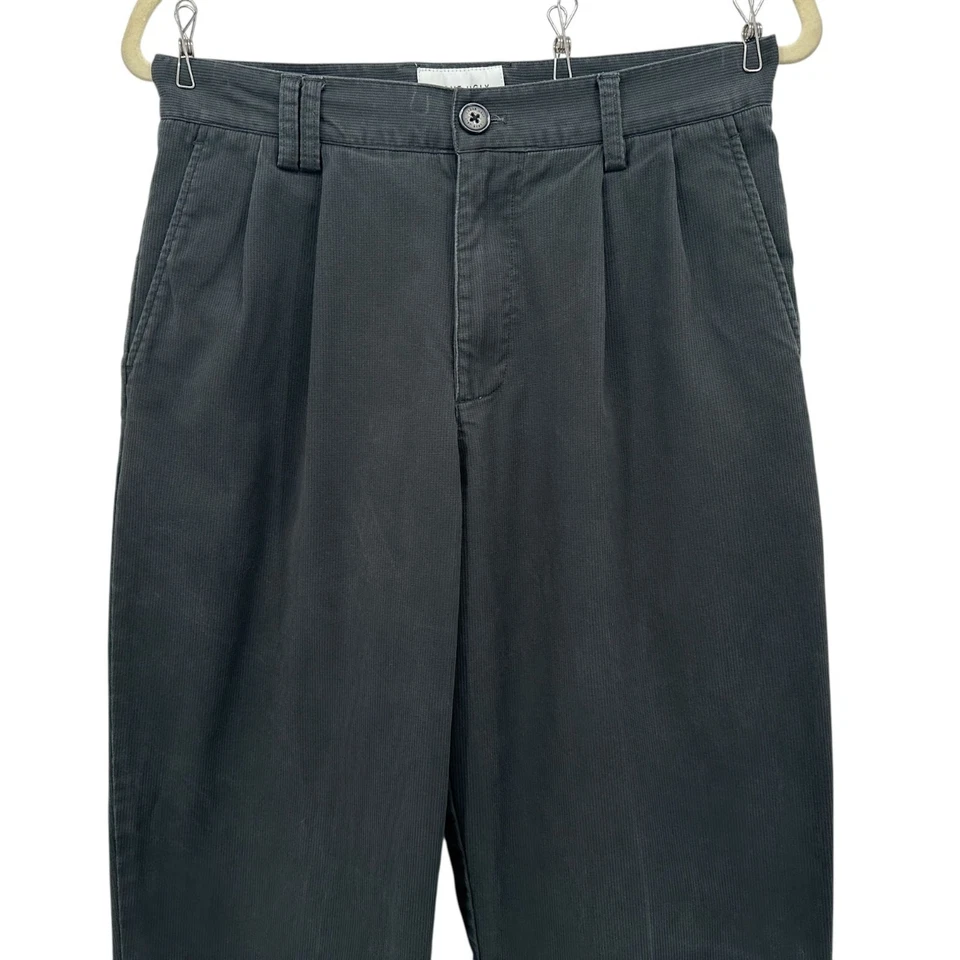 I Love Ugly Mens Small Pants Laid Amour Corduroy Pleated Tapered Gray - Image 2 of 4