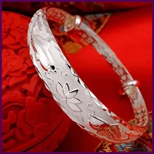 New fashion brands 999 Sterling silver Pisces play lotus bracelets Bangle for