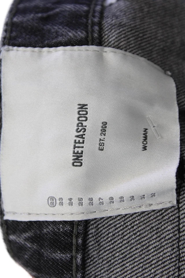 Одна чайная ложка женщин хлопок потертый с заклепками на пуговицах джинсовые шорты черный размер 22 - Изображение 4 из 4