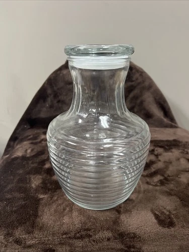 Vintage Anchor Hocking Glass Beehive Pitcher Carafe Decanter with Lid