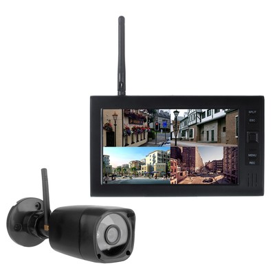 EU Plug Wireless Security Camera DVR System With 720P Camera And 7 Inch LCD KUI