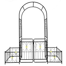 French Elegance 86.6 In. X 79.5 In. Powder-Coated Iron French Arbor