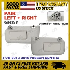 Pair Left & Right Gray Sun Visor w/ Mirror For 13-2019 Nissan Sentra 96401-3SG8A