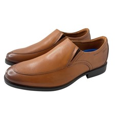 Clarks Whiddon Step Loafer Leather Slip on Dark Tan Comfort Dress Shoe Men's 8W