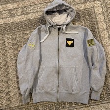 Under Armour Men's Project Rock Hoodie MEDIUM Gray Gold Zip Sweatshirt Outdoor