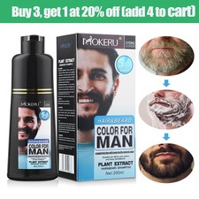 Best Men Black Beard Simple Hair Dye Color Shampoo Permanent Darkening Hair US