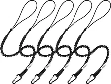 CYSKY 5 Pack Retractable Tool Lanyard with Aluminum Nut Lock 5 pack, Black 