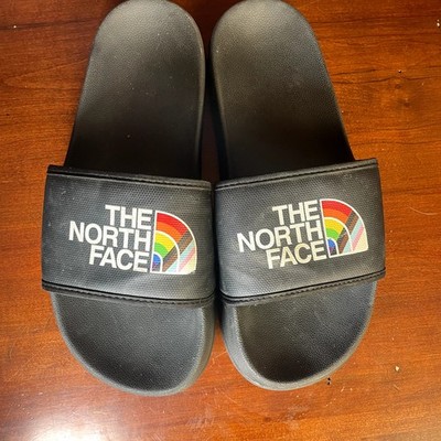 The North Face Pride Slides Sandals Black Rainbow Flag Logo  display picture 1