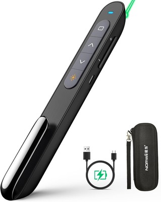 Norwii N76 Rechargeable Presentation clicker with Black-Green pointer-Case 