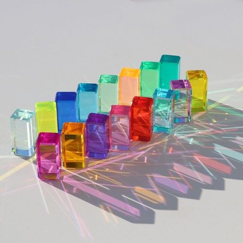 Colorful Crystal Building Blocks - 16PCS Sensory Light Stacking Blocks for Kids - Picture 7 of 9