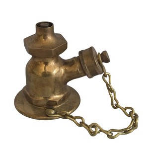 Vintage Antique Brass Water Valve Faucet Spigot w/ Chain and Cap