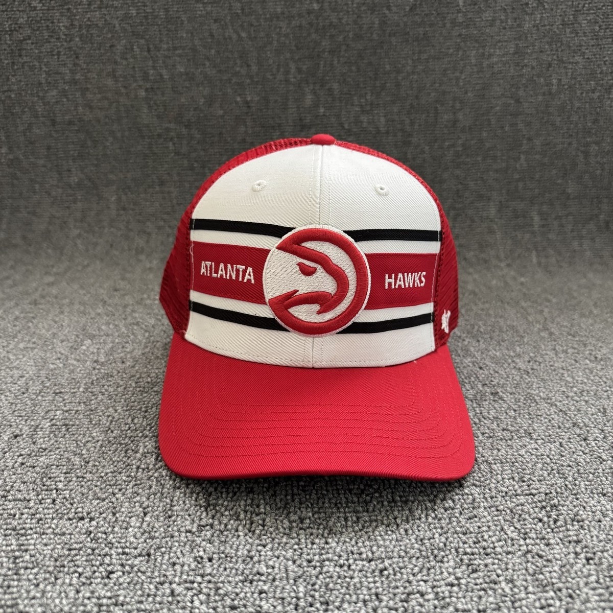 '47 Brand Atlanta Hawks Trucker Snapback Red White One Size Retro Hat